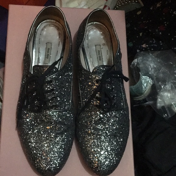 Authentic Miu Miu Sparkling Derbies. Size 37.5 - Picture 1 of 4
